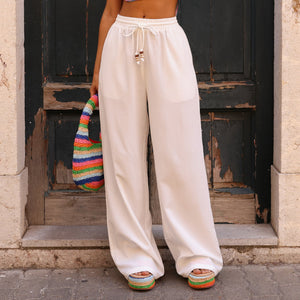 Drawstring Summer Pants - Whipped White