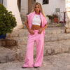 Embroidered Crop Tank Top - Pink Skies