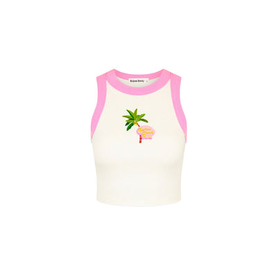 Embroidered Crop Tank Top - Island Rose