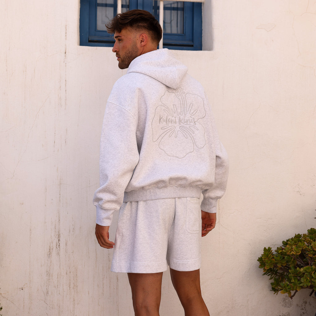 Embroidered Hoodie - Silver Stone