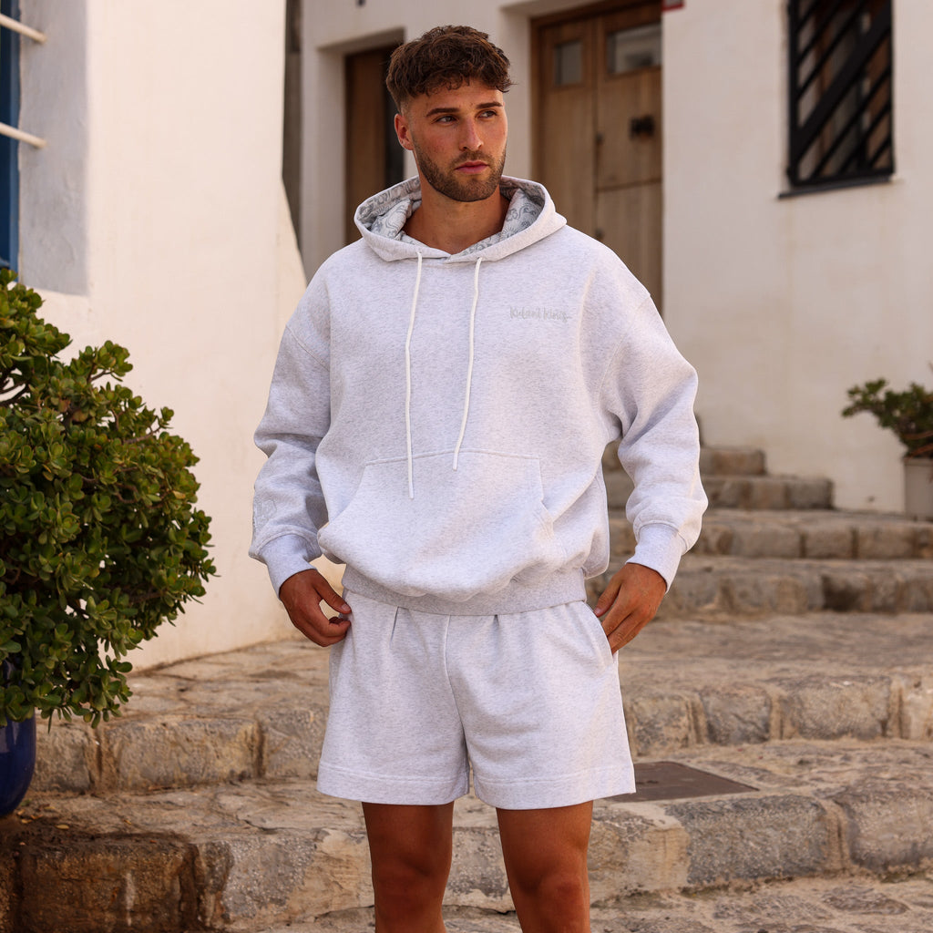 Embroidered Hoodie - Silver Stone