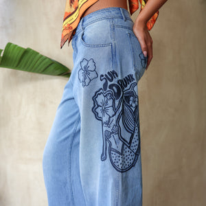 Embroidered Straight Leg Jean - Sun Drunk