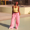 Embroidered Track Pants - Powder Puff