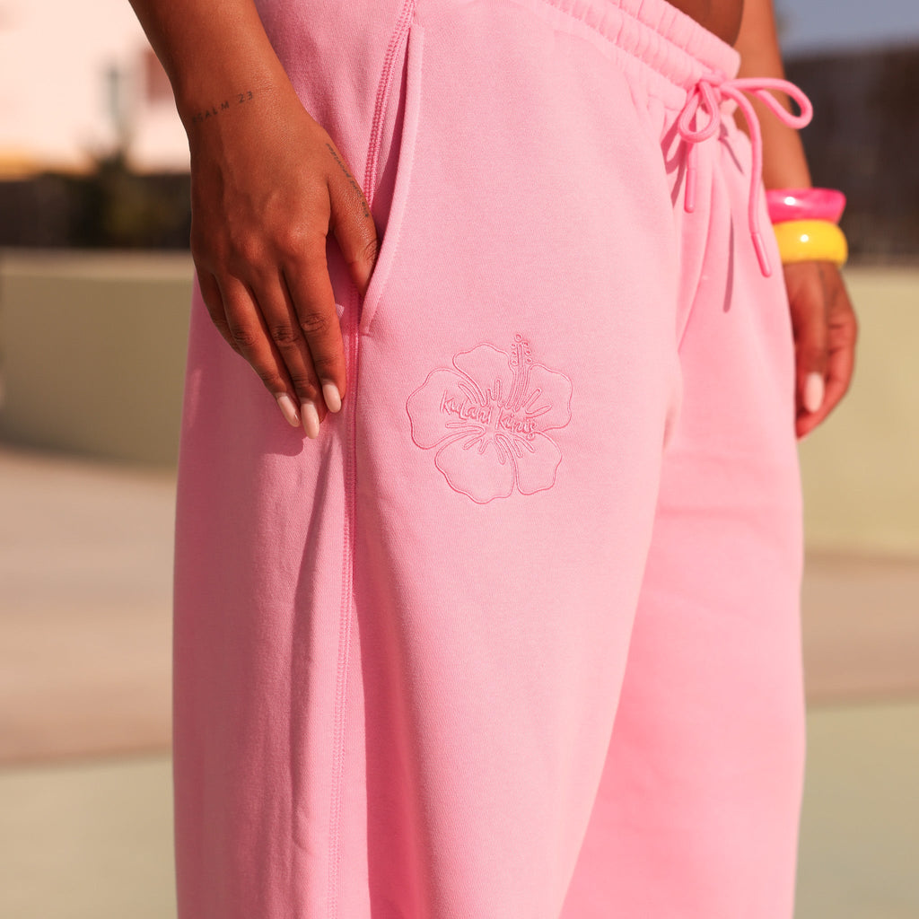 Embroidered Track Pants - Powder Puff