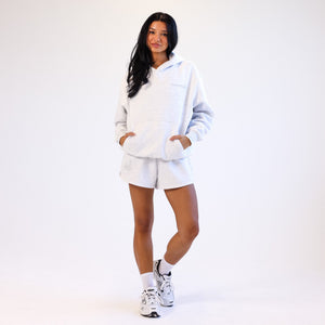 Embroidered Hoodie - Silver Stone