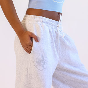 Embroidered Track Pants - Silver Stone