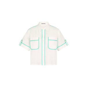 Cropped Button Up Shirt - Crystal Tides