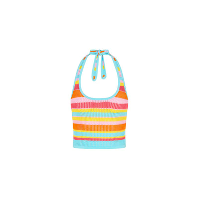 Knit Halter Tie Top - Sunset Strip