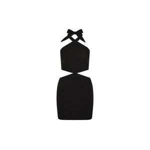 Cut Out Halter Neck Mini Dress - Twilight Black