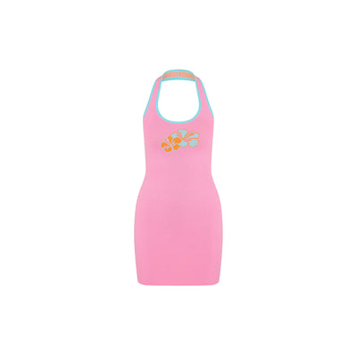 Knit Halter Mini Dress - Bubblegum Baby