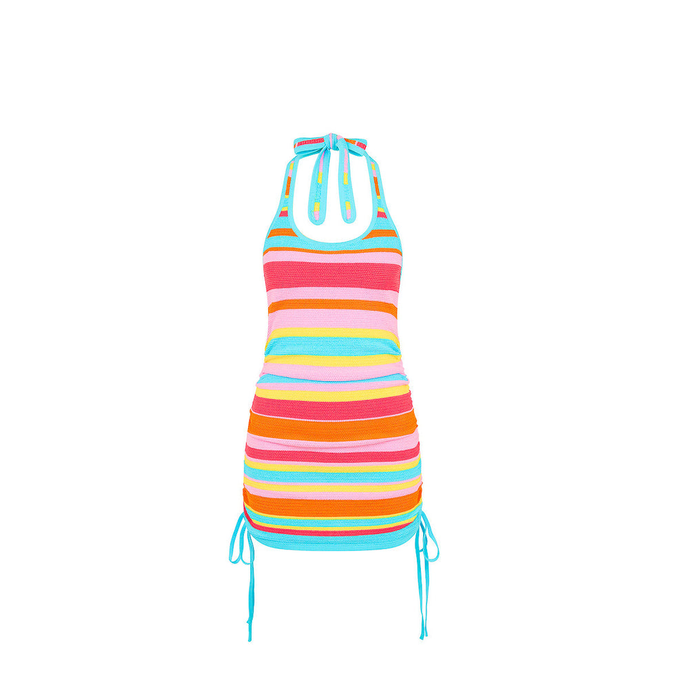 Drawstring Halter Knit Dress - Sunset Strip