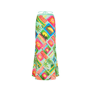 Strappy Bias Maxi Skirt - Ocean Honey