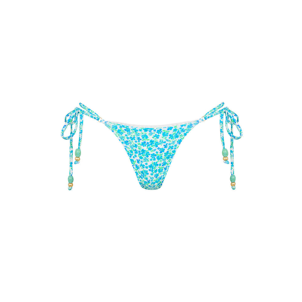Decorative Thong Tie Side Bikini Bottom - Ocean Aura