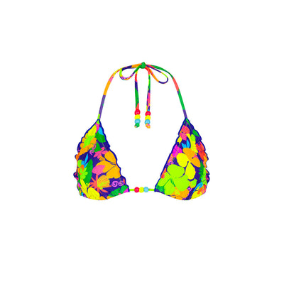 Lettuce Edge Bralette Bikini Top - Neon Sunset