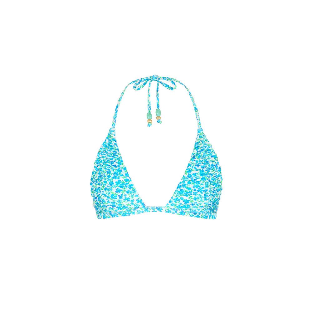 Gathered Stitch Bralette Bikini Top - Ocean Aura