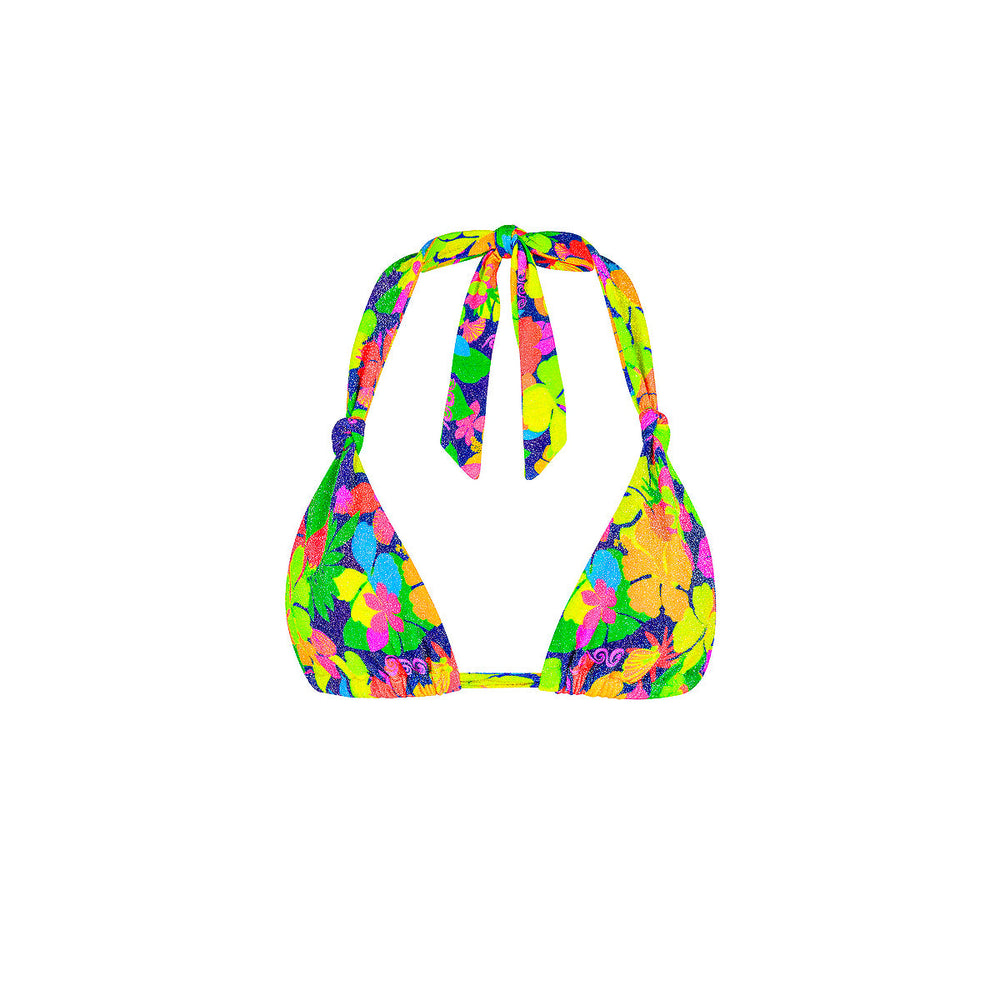 Soft Knot Halter Bikini Top - Neon Sunset