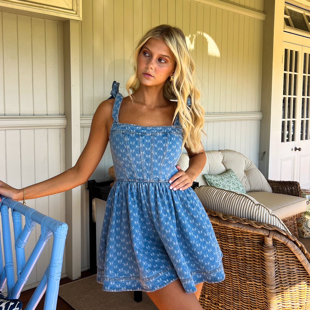 Ruffle Corset Mini Dress - Darling Denim
