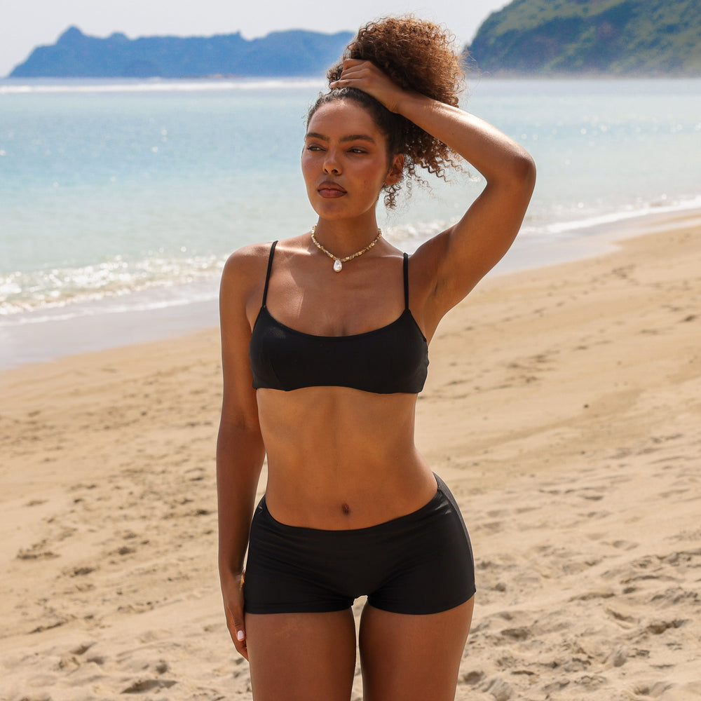 Invisible Underwire Crop Bikini Top - Twilight Black