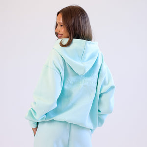 Embroidered Drawstring Hoodie - Jelly Mint