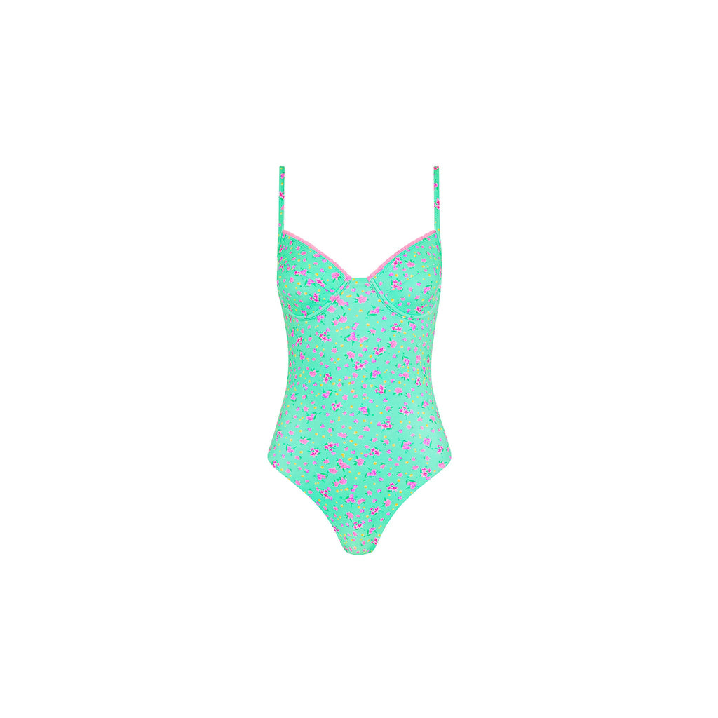Decorative Underwire Cheeky One Piece - Mint Macaron