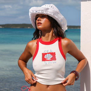 Printed Crop Bind Tank - Sugar Spritz