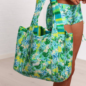 Quilted Tote Bag - Neon Splice