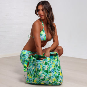 Quilted Tote Bag - Neon Splice
