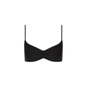 Gathered Mini Crop Bikini Top - Twilight Black