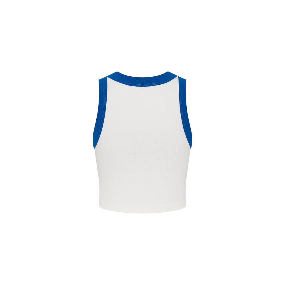 Embroidered Crop Tank Top - Blue Skies