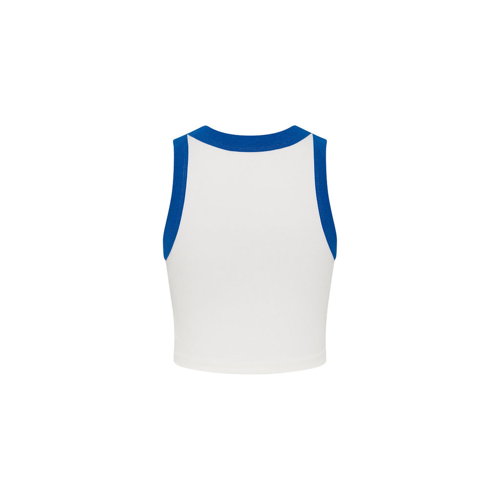 Embroidered Crop Tank Top - Blue Skies