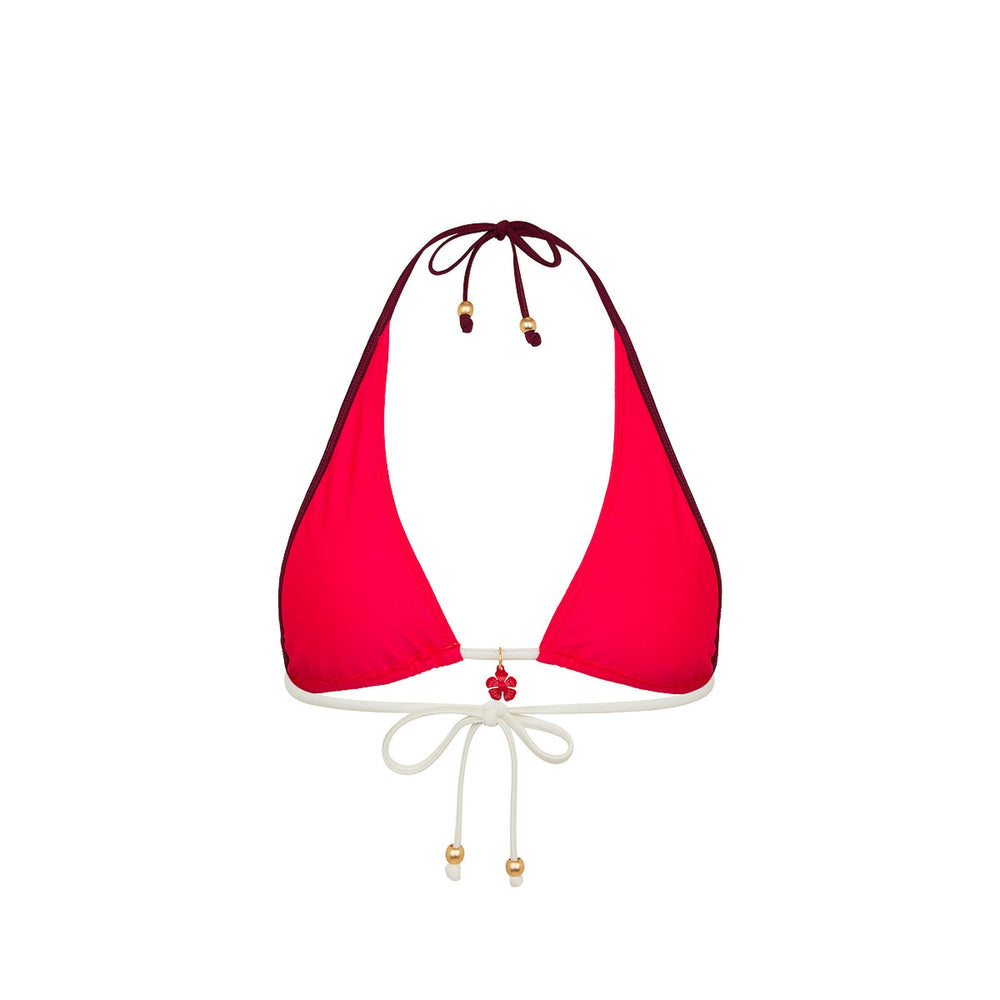 Bind Tie Halter Bikini Top - Cherry Cola