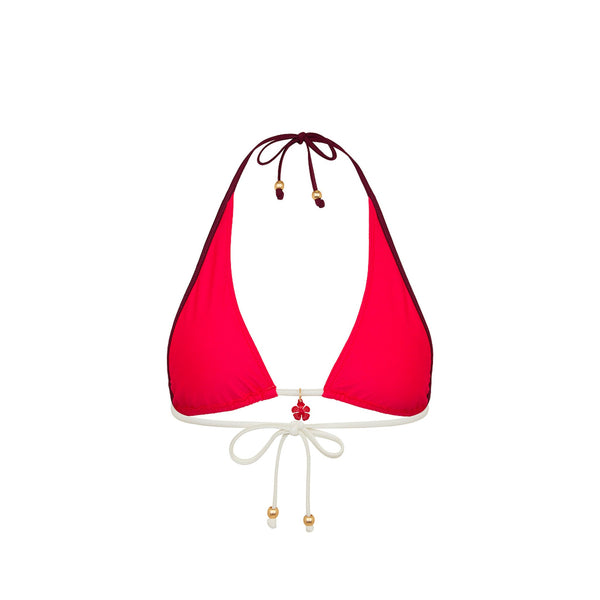 Bind Tie Halter Bikini Top - Cherry Cola