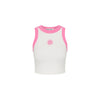 Embroidered Crop Tank Top - Pink Skies