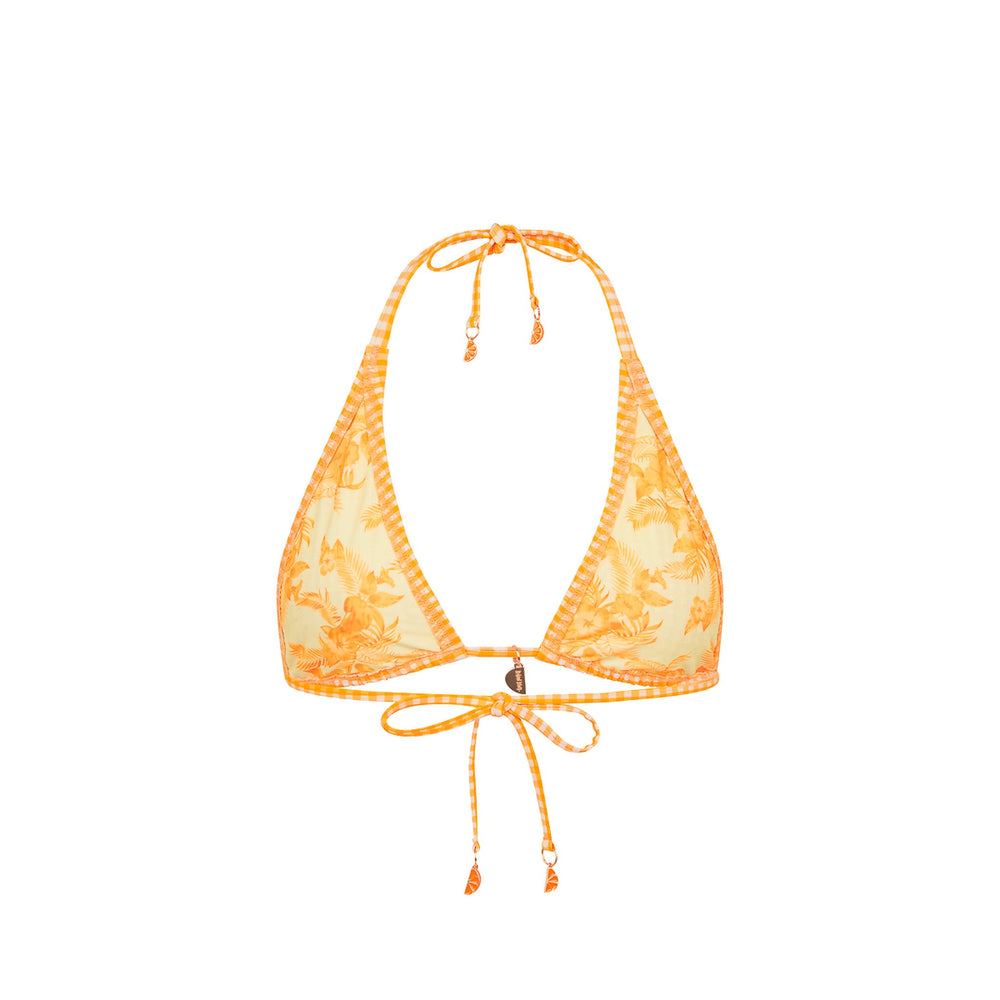 Classic Tie Halter Bikini Top - Orange Cream