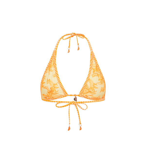 Classic Tie Halter Bikini Top - Orange Cream