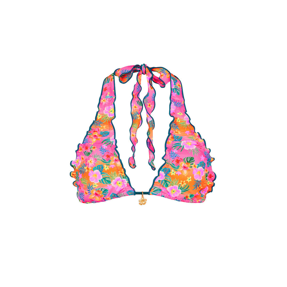 Lettuce Edge Halter Bikini Top - Summer Glow