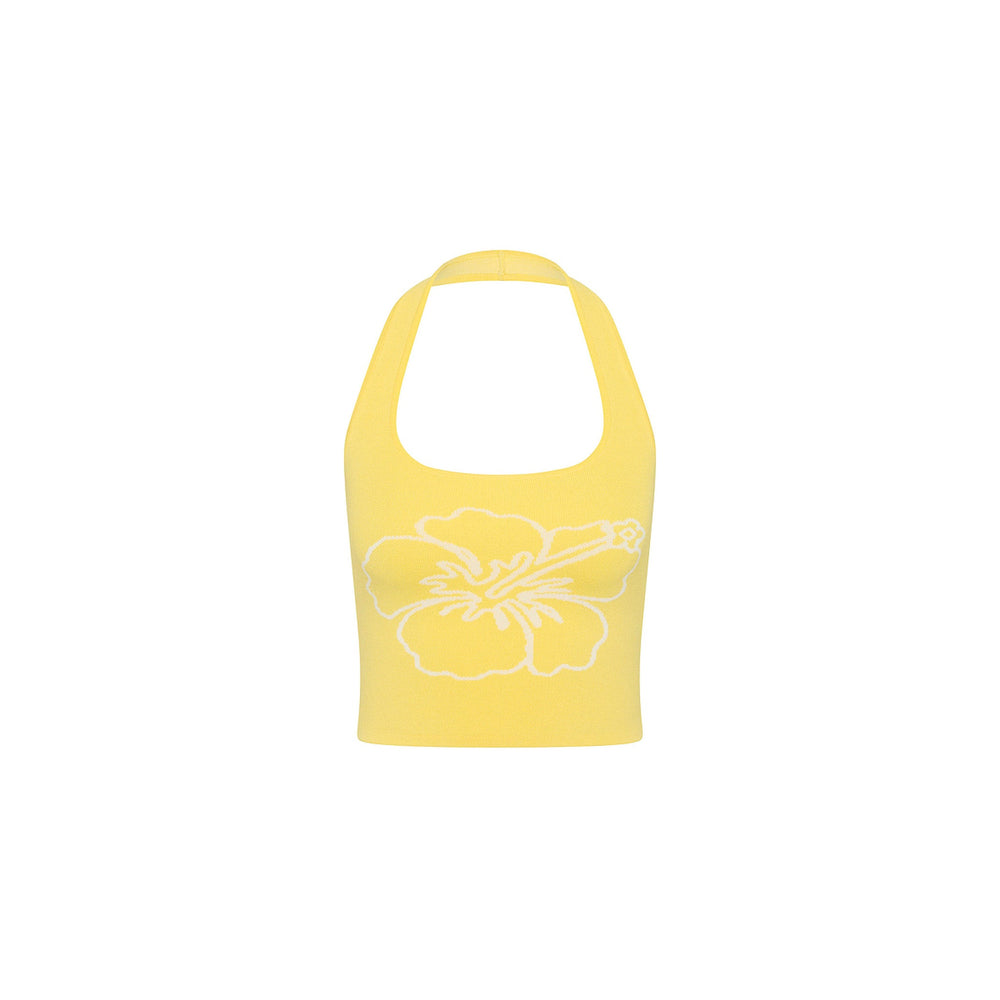 Knit Halter Tank Top - Sunny Honey