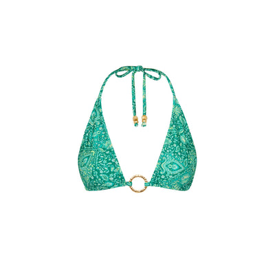 Ring Halter Bikini Top - Emerald Aura