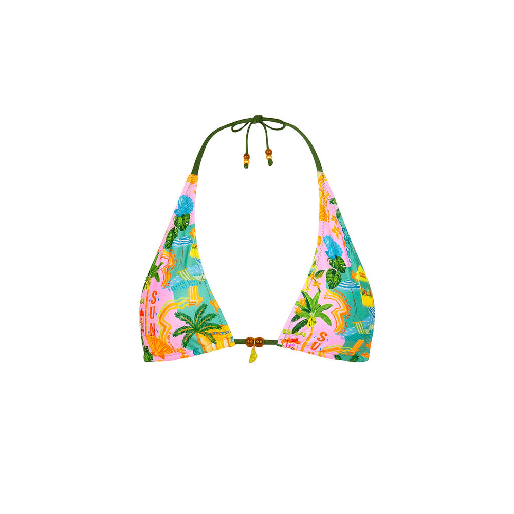 Classic Tie Halter Bikini Top - Sunlit Spritz