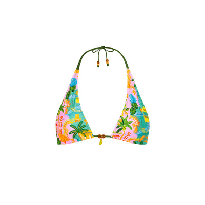 Classic Tie Halter Bikini Top - Sunlit Spritz