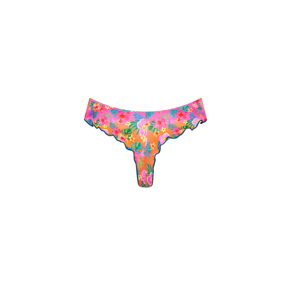 Lettuce Frill Thong Bikini Bottom - Summer Glow