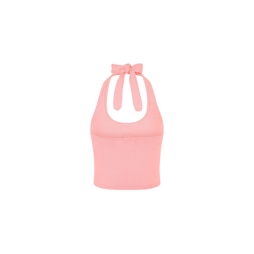 Lola Knit Halter Tank - Pink Sorbet