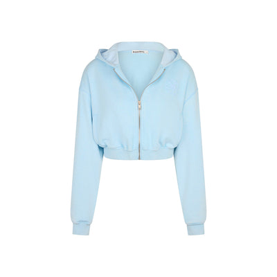 Cropped Zip Through Hoodie - Baby Bluebell