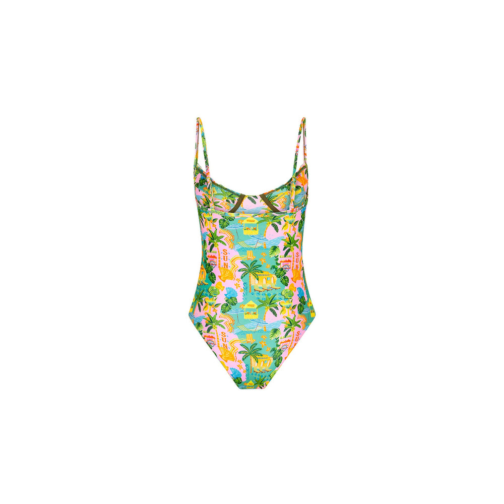 Double Ruffle Underwire One Piece - Sunlit Spritz