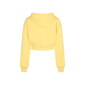 Puff Paint Cropped Hoodie - Custard Cloud