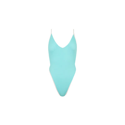 Plunge Cross Back One Piece - Calypso Blue