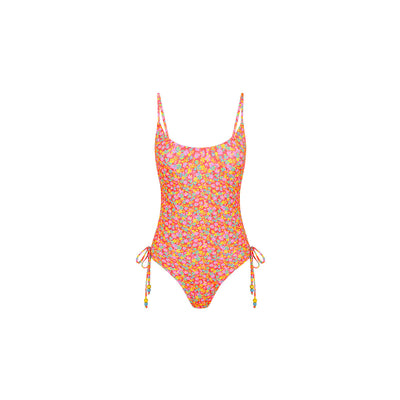 Ruched Tie Side Cheeky One Piece - Bubble Pop