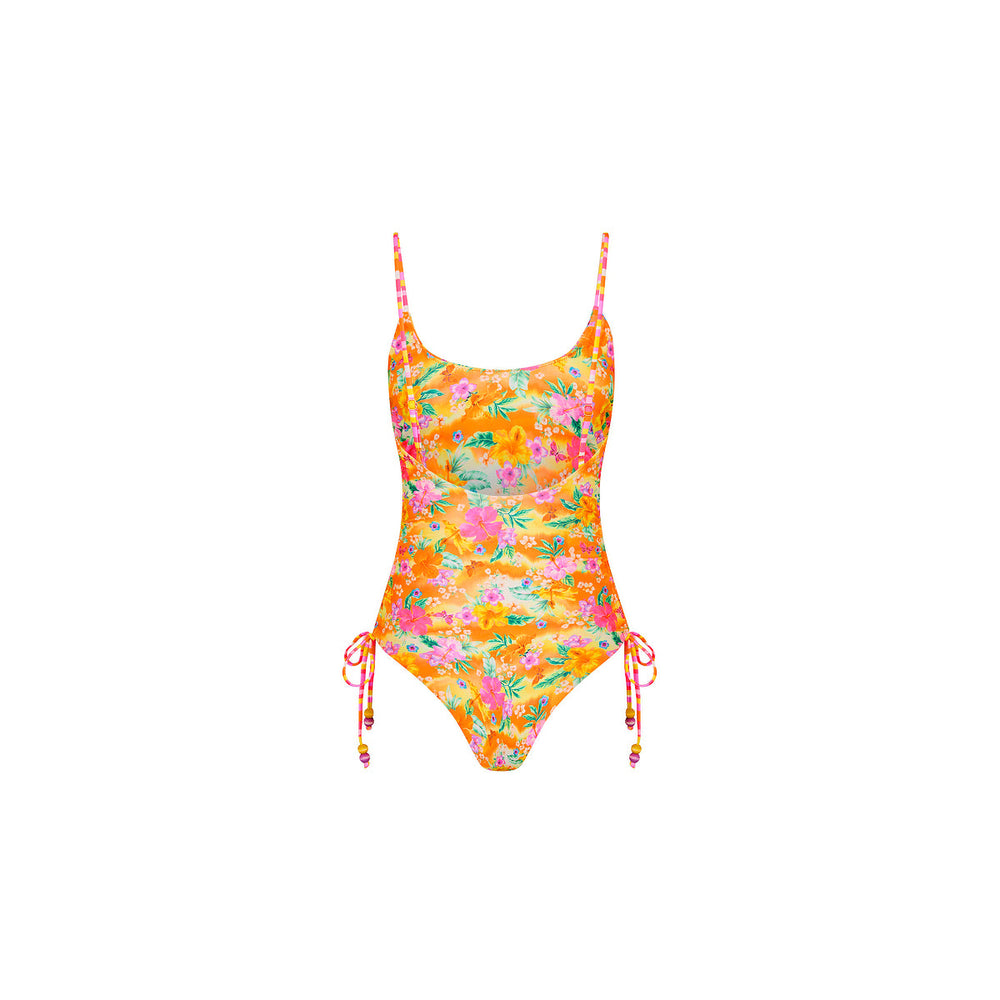 Ruched Tie Side Cheeky One Piece - Peachy Pocket