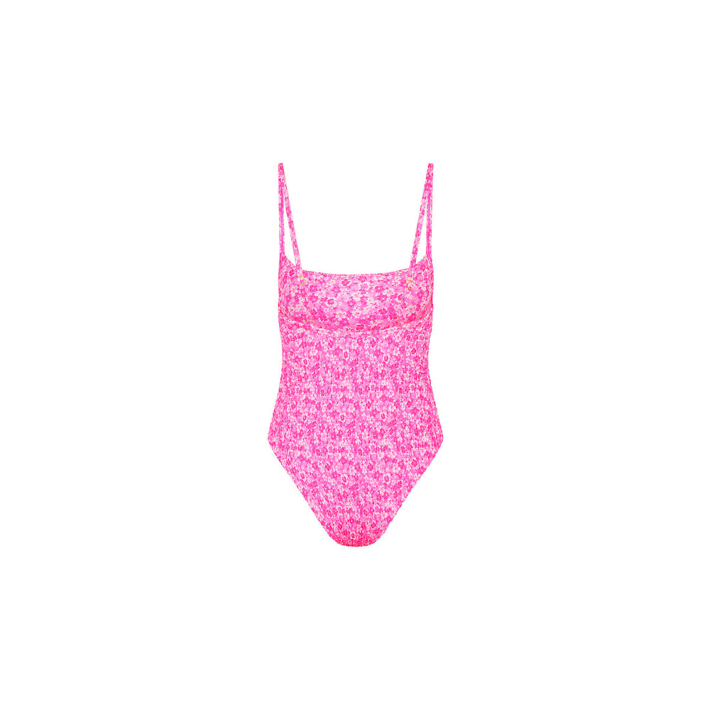 Shirred Low Back One Piece - Berry Burst