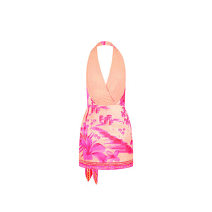 Satin Halter Wrap Mini Dress - Sippin Pretty